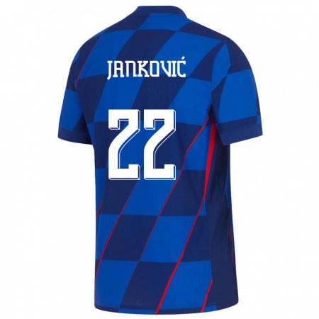 Kandiny Lapset Kroatia Niko Jankovic #22 Sininen Vieraspaita 24-26 Lyhythihainen Paita T-Paita