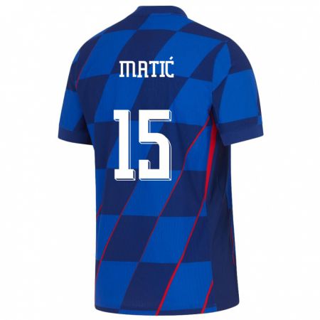 Kandiny Lapset Kroatia Matej Matic #15 Sininen Vieraspaita 24-26 Lyhythihainen Paita T-Paita