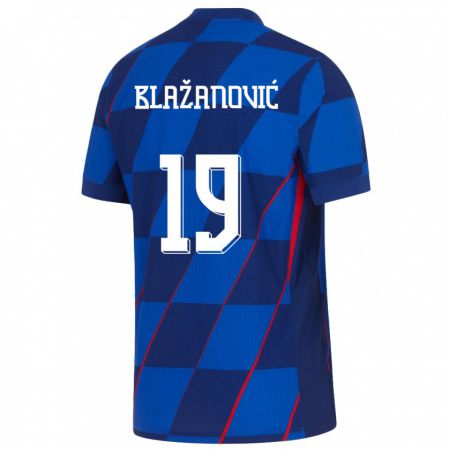 Kandiny Lapset Kroatia Antonio Blazanovic #19 Sininen Vieraspaita 24-26 Lyhythihainen Paita T-Paita