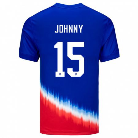 Kandiny Lapset Yhdysvallat Johnny #15 Sininen Vieraspaita 24-26 Lyhythihainen Paita T-Paita