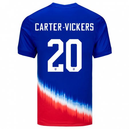 Kandiny Lapset Yhdysvallat Cameron Carter-Vickers #20 Sininen Vieraspaita 24-26 Lyhythihainen Paita T-Paita