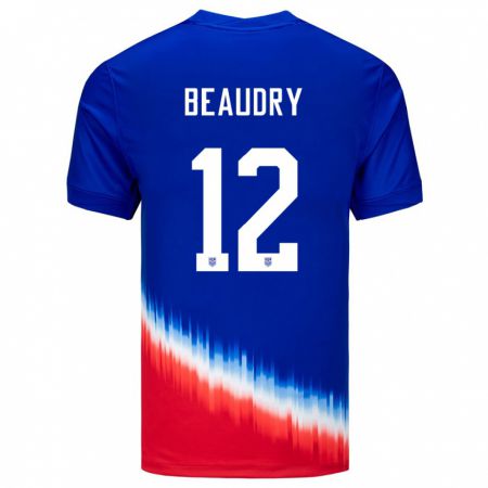 Kandiny Lapset Yhdysvallat Adam Beaudry #12 Sininen Vieraspaita 24-26 Lyhythihainen Paita T-Paita