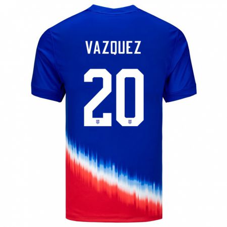 Kandiny Lapset Yhdysvallat David Vazquez #20 Sininen Vieraspaita 24-26 Lyhythihainen Paita T-Paita