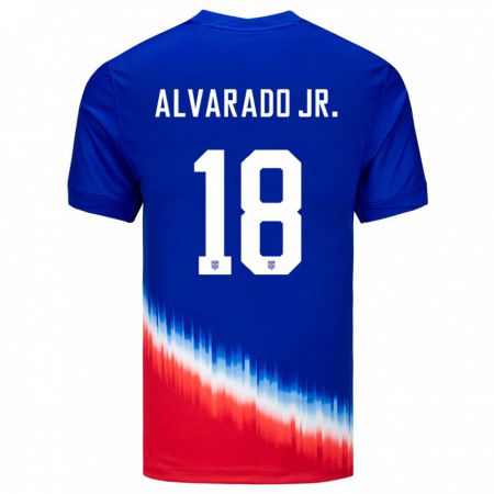 Kandiny Lapset Yhdysvallat Alejandro Alvarado Jr #18 Sininen Vieraspaita 24-26 Lyhythihainen Paita T-Paita