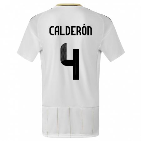 Kandiny Lapset Costa Rica Brandon Calderon #4 Valkoinen Vieraspaita 24-26 Lyhythihainen Paita T-Paita