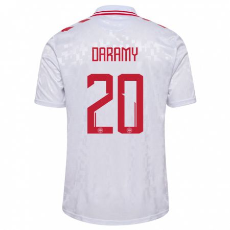 Kandiny Lapset Tanska Mohamed Daramy #20 Valkoinen Vieraspaita 24-26 Lyhythihainen Paita T-Paita
