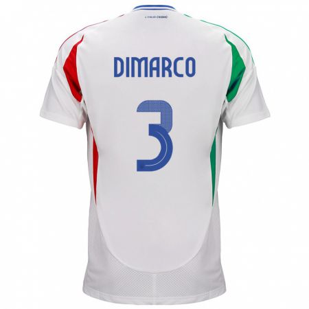 Kandiny Lapset Italia Federico Dimarco #3 Valkoinen Vieraspaita 24-26 Lyhythihainen Paita T-Paita