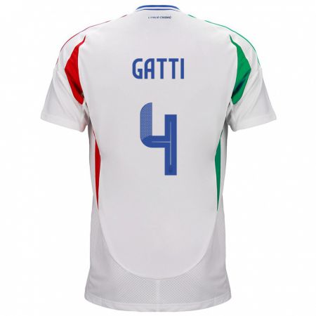 Kandiny Lapset Italia Federico Gatti #4 Valkoinen Vieraspaita 24-26 Lyhythihainen Paita T-Paita