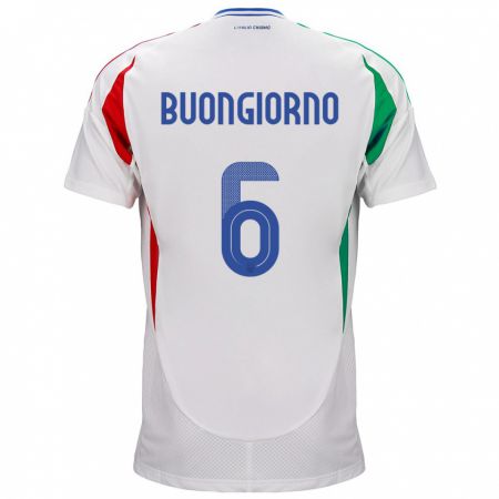 Kandiny Lapset Italia Alessandro Buongiorno #6 Valkoinen Vieraspaita 24-26 Lyhythihainen Paita T-Paita