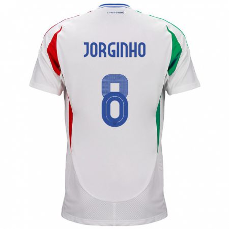 Kandiny Lapset Italia Jorginho #8 Valkoinen Vieraspaita 24-26 Lyhythihainen Paita T-Paita