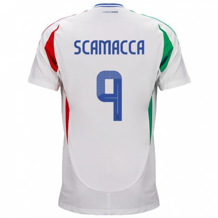Kandiny Lapset Italia Gianluca Scamacca #9 Valkoinen Vieraspaita 24-26 Lyhythihainen Paita T-Paita