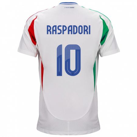 Kandiny Lapset Italia Giacomo Raspadori #10 Valkoinen Vieraspaita 24-26 Lyhythihainen Paita T-Paita