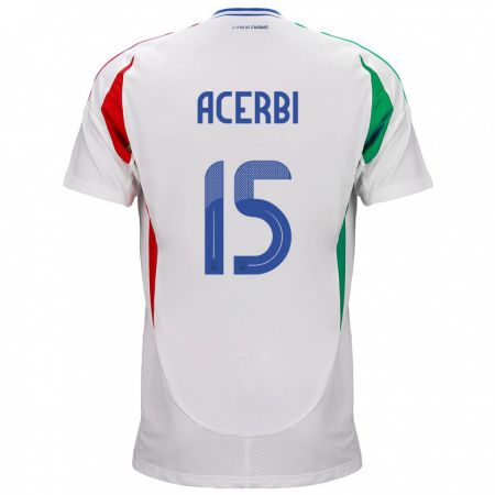Kandiny Lapset Italia Francesco Acerbi #15 Valkoinen Vieraspaita 24-26 Lyhythihainen Paita T-Paita