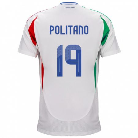 Kandiny Lapset Italia Matteo Politano #19 Valkoinen Vieraspaita 24-26 Lyhythihainen Paita T-Paita