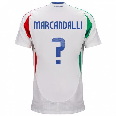 Kandiny Lapset Italia Alessandro Marcandalli #0 Valkoinen Vieraspaita 24-26 Lyhythihainen Paita T-Paita