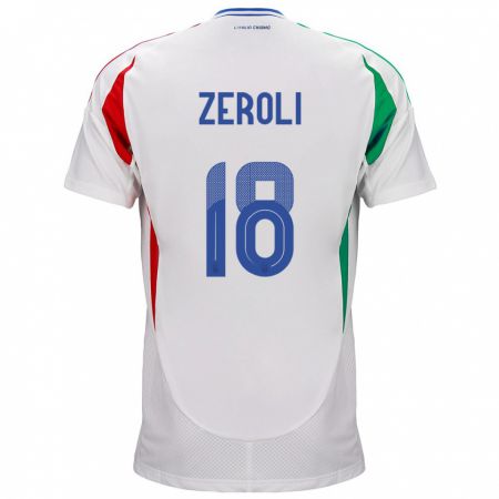 Kandiny Lapset Italia Kevin Zeroli #18 Valkoinen Vieraspaita 24-26 Lyhythihainen Paita T-Paita