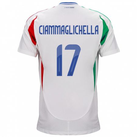 Kandiny Lapset Italia Aaron Ciammaglichella #17 Valkoinen Vieraspaita 24-26 Lyhythihainen Paita T-Paita