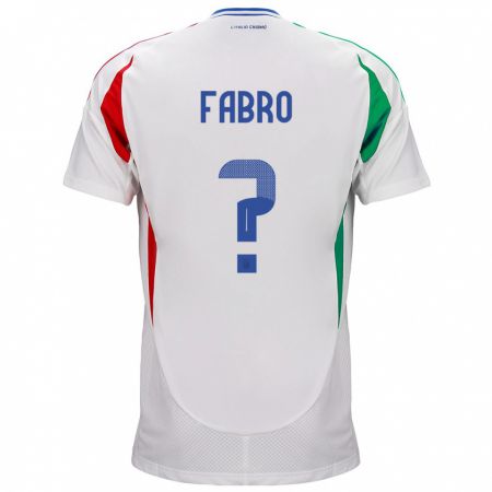 Kandiny Lapset Italia Jacopo Del Fabro #0 Valkoinen Vieraspaita 24-26 Lyhythihainen Paita T-Paita