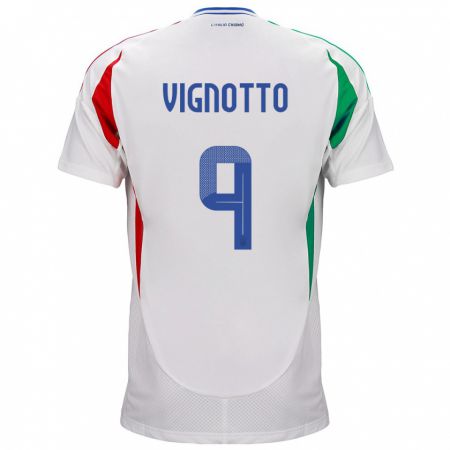 Kandiny Lapset Italia Elisabetta Vignotto #9 Valkoinen Vieraspaita 24-26 Lyhythihainen Paita T-Paita