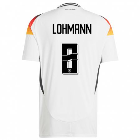 Kandiny Miesten Saksa Sydney Lohmann #8 Valkoinen Kotipaita 24-26 Lyhythihainen Paita T-Paita
