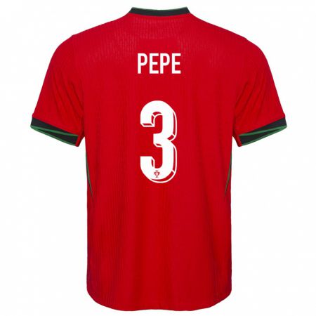 Kandiny Miesten Portugali Pepe #3 Punainen Kotipaita 24-26 Lyhythihainen Paita T-Paita
