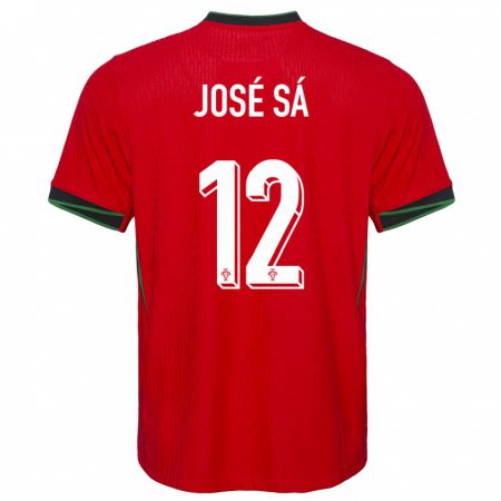Kandiny Miesten Portugali Jose Sa #12 Punainen Kotipaita 24-26 Lyhythihainen Paita T-Paita