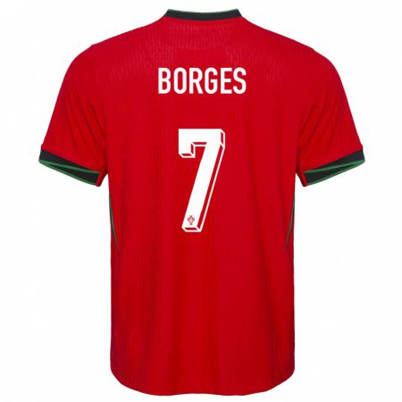 Kandiny Miesten Portugali Carlos Borges #7 Punainen Kotipaita 24-26 Lyhythihainen Paita T-Paita