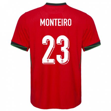 Kandiny Miesten Portugali David Monteiro #23 Punainen Kotipaita 24-26 Lyhythihainen Paita T-Paita