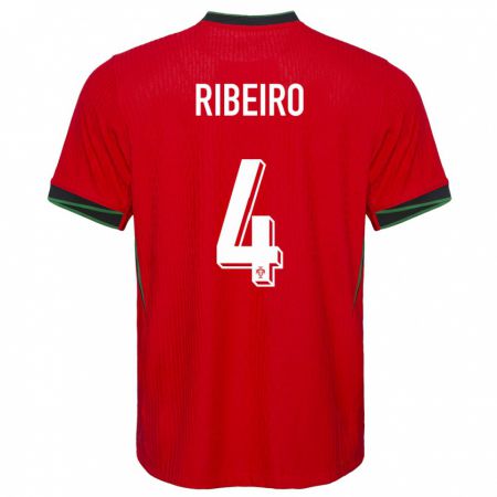 Kandiny Miesten Portugali Ricardo Ribeiro #4 Punainen Kotipaita 24-26 Lyhythihainen Paita T-Paita