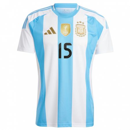 Kandiny Miesten Argentiina Nico  #15 Valkoinen Sininen Kotipaita 24-26 Lyhythihainen Paita T-Paita