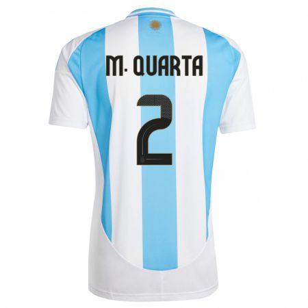 Kandiny Miesten Argentiina Lucas Martinez Quarta #2 Valkoinen Sininen Kotipaita 24-26 Lyhythihainen Paita T-Paita