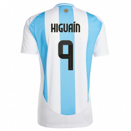 Kandiny Miesten Argentiina Gonzalo Higuain #9 Valkoinen Sininen Kotipaita 24-26 Lyhythihainen Paita T-Paita