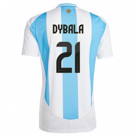 Kandiny Miesten Argentiina Paulo Dybala #21 Valkoinen Sininen Kotipaita 24-26 Lyhythihainen Paita T-Paita