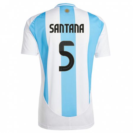Kandiny Miesten Argentiina Vanesa Santana #5 Valkoinen Sininen Kotipaita 24-26 Lyhythihainen Paita T-Paita