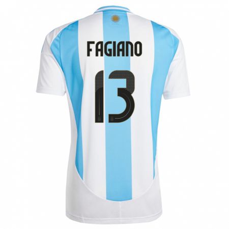 Kandiny Miesten Argentiina Paloma Fagiano #13 Valkoinen Sininen Kotipaita 24-26 Lyhythihainen Paita T-Paita