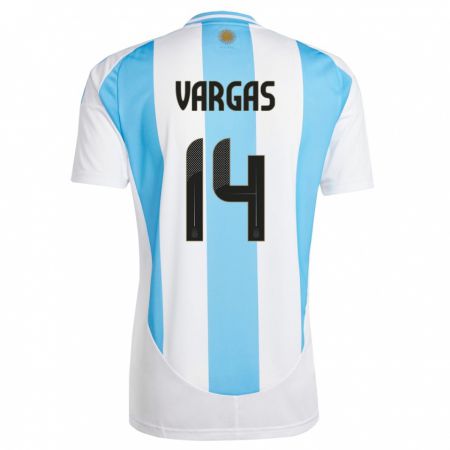 Kandiny Miesten Argentiina Agustina Vargas #14 Valkoinen Sininen Kotipaita 24-26 Lyhythihainen Paita T-Paita