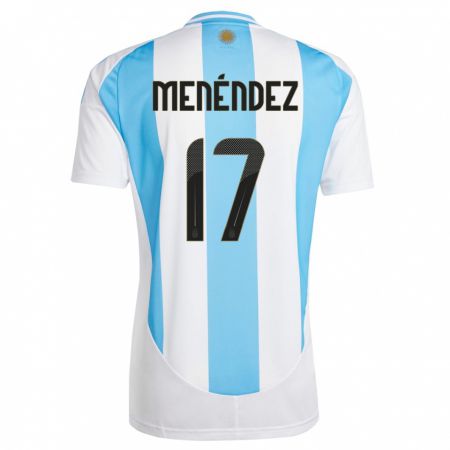 Kandiny Miesten Argentiina Milagros Menendez #17 Valkoinen Sininen Kotipaita 24-26 Lyhythihainen Paita T-Paita