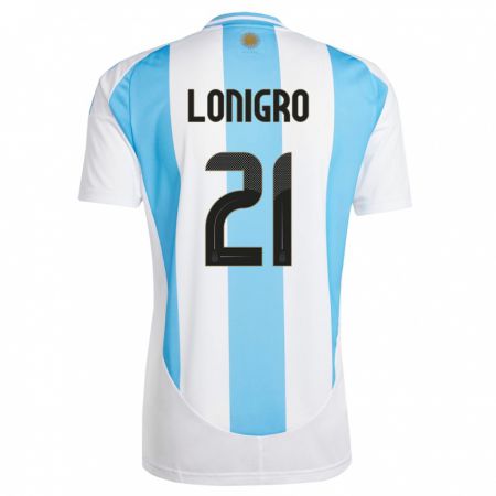 Kandiny Miesten Argentiina Erica Lonigro #21 Valkoinen Sininen Kotipaita 24-26 Lyhythihainen Paita T-Paita