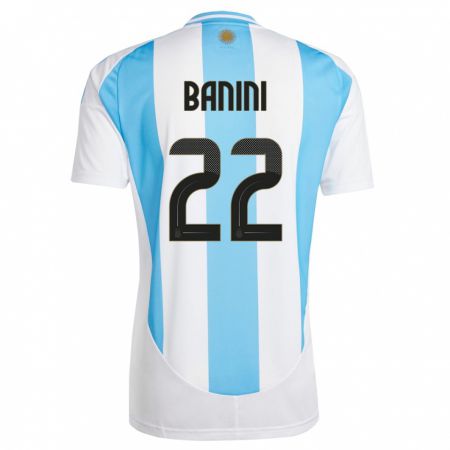 Kandiny Miesten Argentiina Estefania Banini #22 Valkoinen Sininen Kotipaita 24-26 Lyhythihainen Paita T-Paita