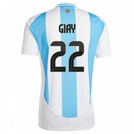Kandiny Miesten Argentiina Agustin Giay #22 Valkoinen Sininen Kotipaita 24-26 Lyhythihainen Paita T-Paita