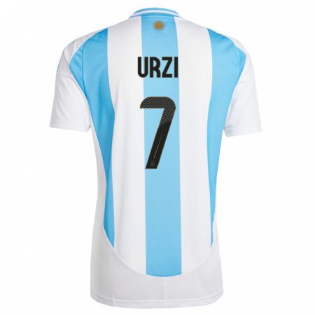 Kandiny Miesten Argentiina Agustin Urzi #7 Valkoinen Sininen Kotipaita 24-26 Lyhythihainen Paita T-Paita