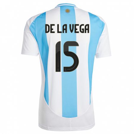 Kandiny Miesten Argentiina Pedro De La Vega #15 Valkoinen Sininen Kotipaita 24-26 Lyhythihainen Paita T-Paita