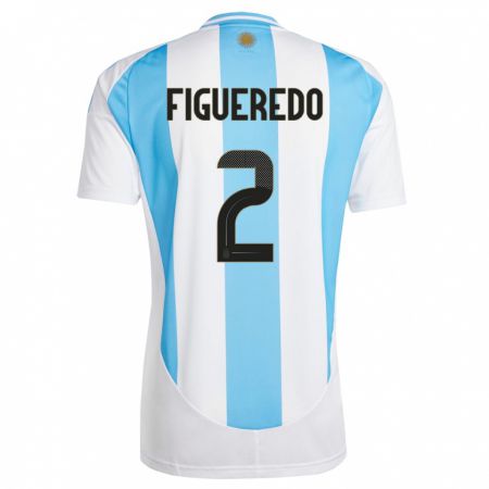 Kandiny Miesten Argentiina Leandro Figueredo #2 Valkoinen Sininen Kotipaita 24-26 Lyhythihainen Paita T-Paita
