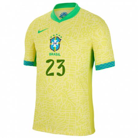 Kandiny Miesten Brasilia Matheus Nascimento #23 Keltainen Kotipaita 24-26 Lyhythihainen Paita T-Paita