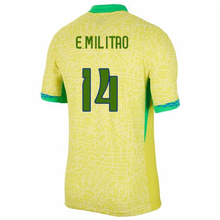 Kandiny Miesten Brasilia Eder Militao #14 Keltainen Kotipaita 24-26 Lyhythihainen Paita T-Paita