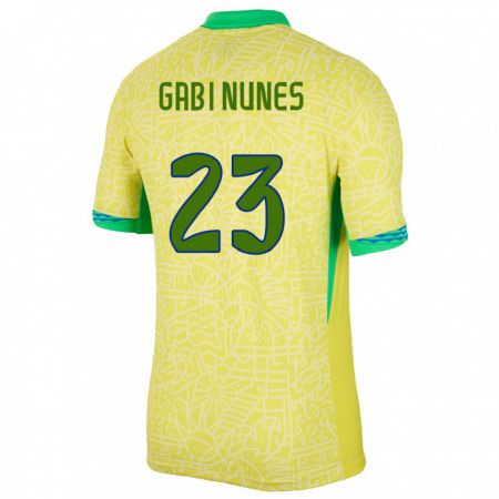 Kandiny Miesten Brasilia Gabi Nunes #23 Keltainen Kotipaita 24-26 Lyhythihainen Paita T-Paita