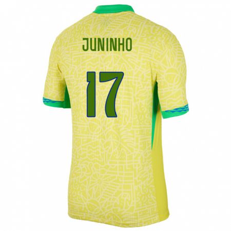 Kandiny Miesten Brasilia Juninho #17 Keltainen Kotipaita 24-26 Lyhythihainen Paita T-Paita