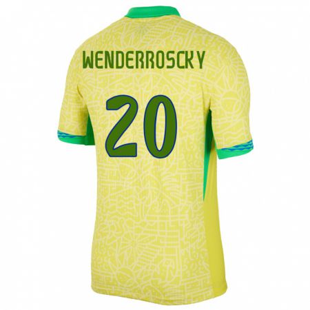 Kandiny Miesten Brasilia Arthur Wenderroscky #20 Keltainen Kotipaita 24-26 Lyhythihainen Paita T-Paita