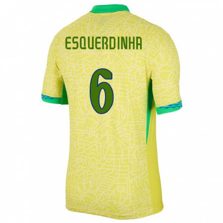 Kandiny Miesten Brasilia Esquerdinha #6 Keltainen Kotipaita 24-26 Lyhythihainen Paita T-Paita