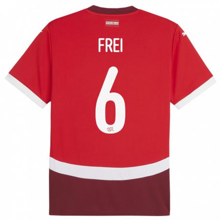 Kandiny Miesten Sveitsi Fabian Frei #6 Punainen Kotipaita 24-26 Lyhythihainen Paita T-Paita